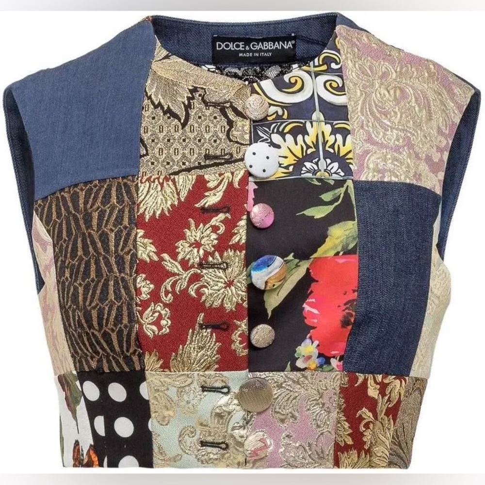 Dolce & Gabbana Patchwork Brocade & Lace Vest (Made in Italy)
